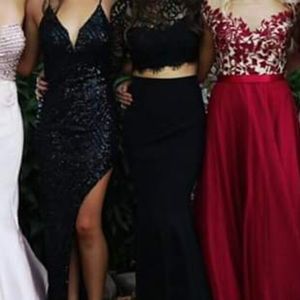 Black two piece prom dress